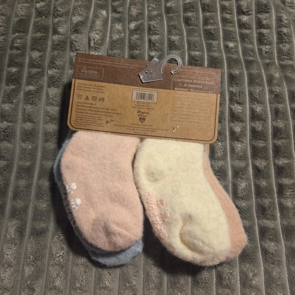 LOT Bearpaw Baby Socks 4pk 6-12 M/Ava Olivia Headbands 4pk Shower Gift, Girly